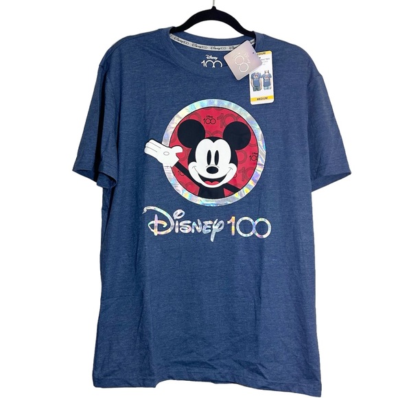 Disney Tops - NWT Disney 100 Years of Wonder Holographic Blue Tee Shirt Top Size M